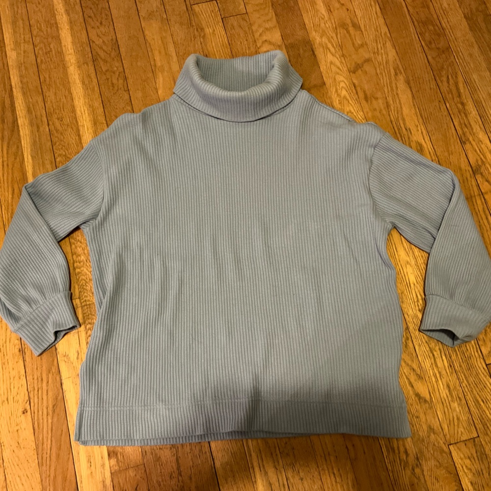 GAP Oversized Turtleneck Light Blue size Medium Heavyweight Waffle - Picture 2 of 10